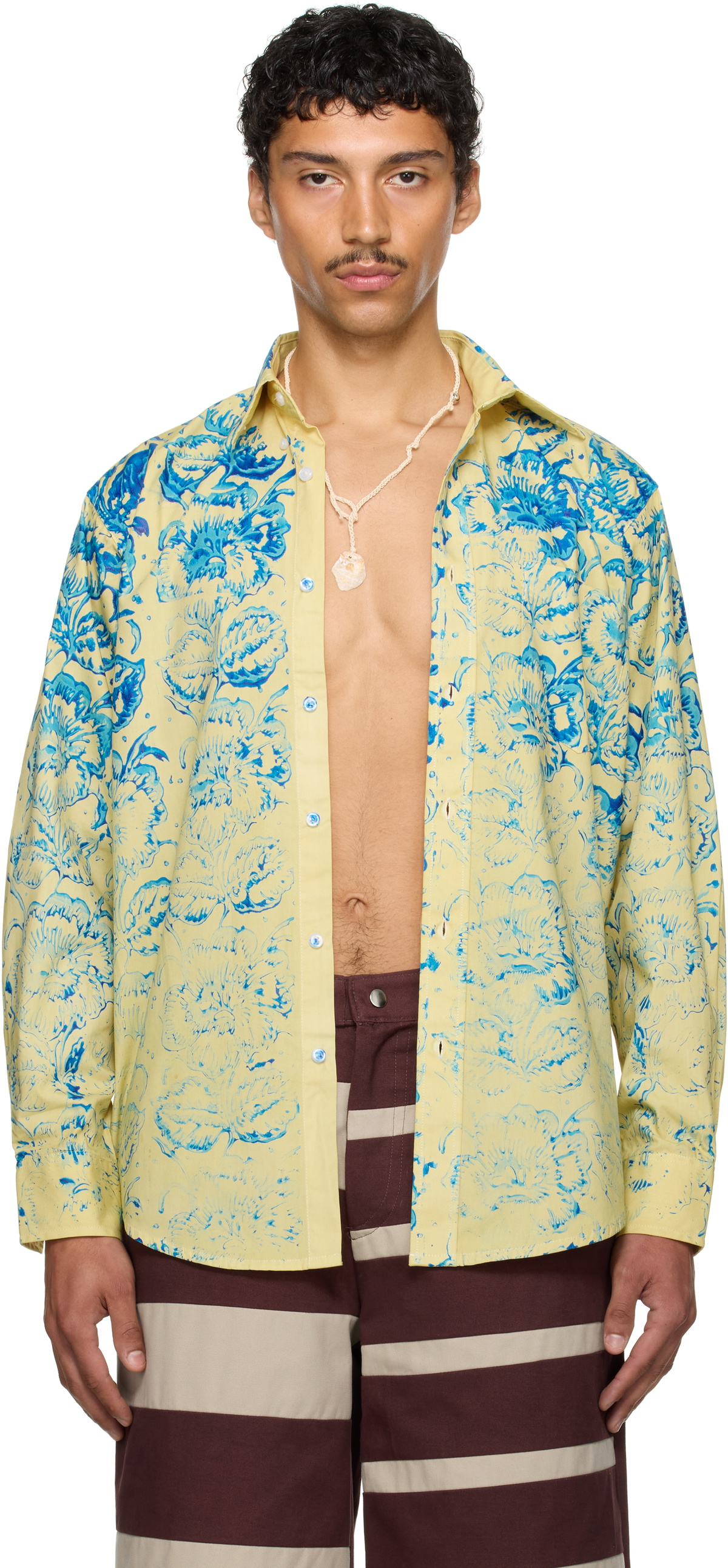 Stanley Raffington SSENSE Exclusive Yellow & Blue Floral Printed Shirt
