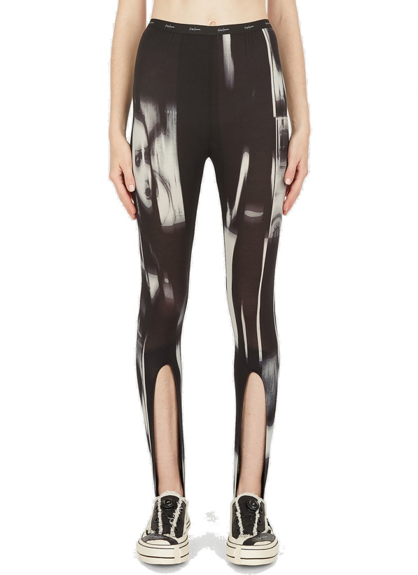 Photo: Open Front Graphic Leggings in Black