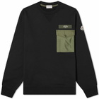 Moncler Men's Long Sleeve Nylon Pocket T-Shirt in Black