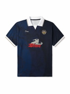 DIME - Final Logo-Print Embroidered Cotton-Piqué Polo Shirt - Blue