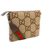 Gucci Men's Tonal Jumbo GG Small Messanger Bag in Camel