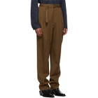 Lemaire Brown Wool Belted Pleat Trousers