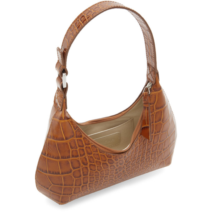 BY FAR Tan Croc Baby Amber Bag By Far