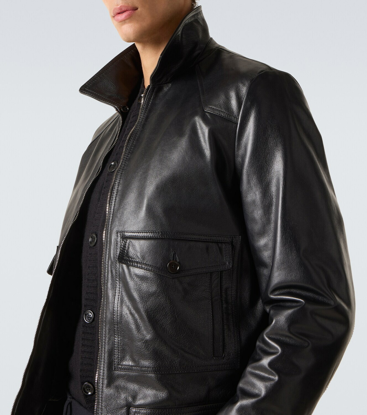 Dolce&Gabbana Shearling-trimmed leather jacket