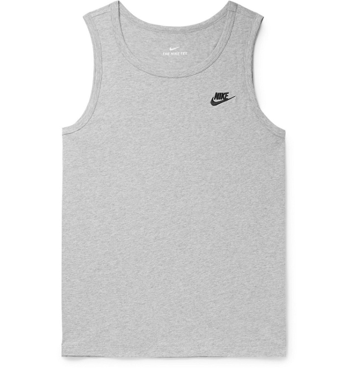 Photo: Nike - Logo-Embroidered Cotton-Jersey Tank Top - Gray