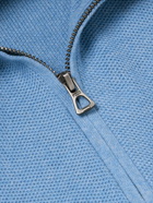 Polo Ralph Lauren - Logo-Embroidered Honeycomb-Knit Cotton Half-Zip Sweater - Blue