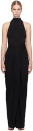 ALAÏA Black Draped Maxi Dress