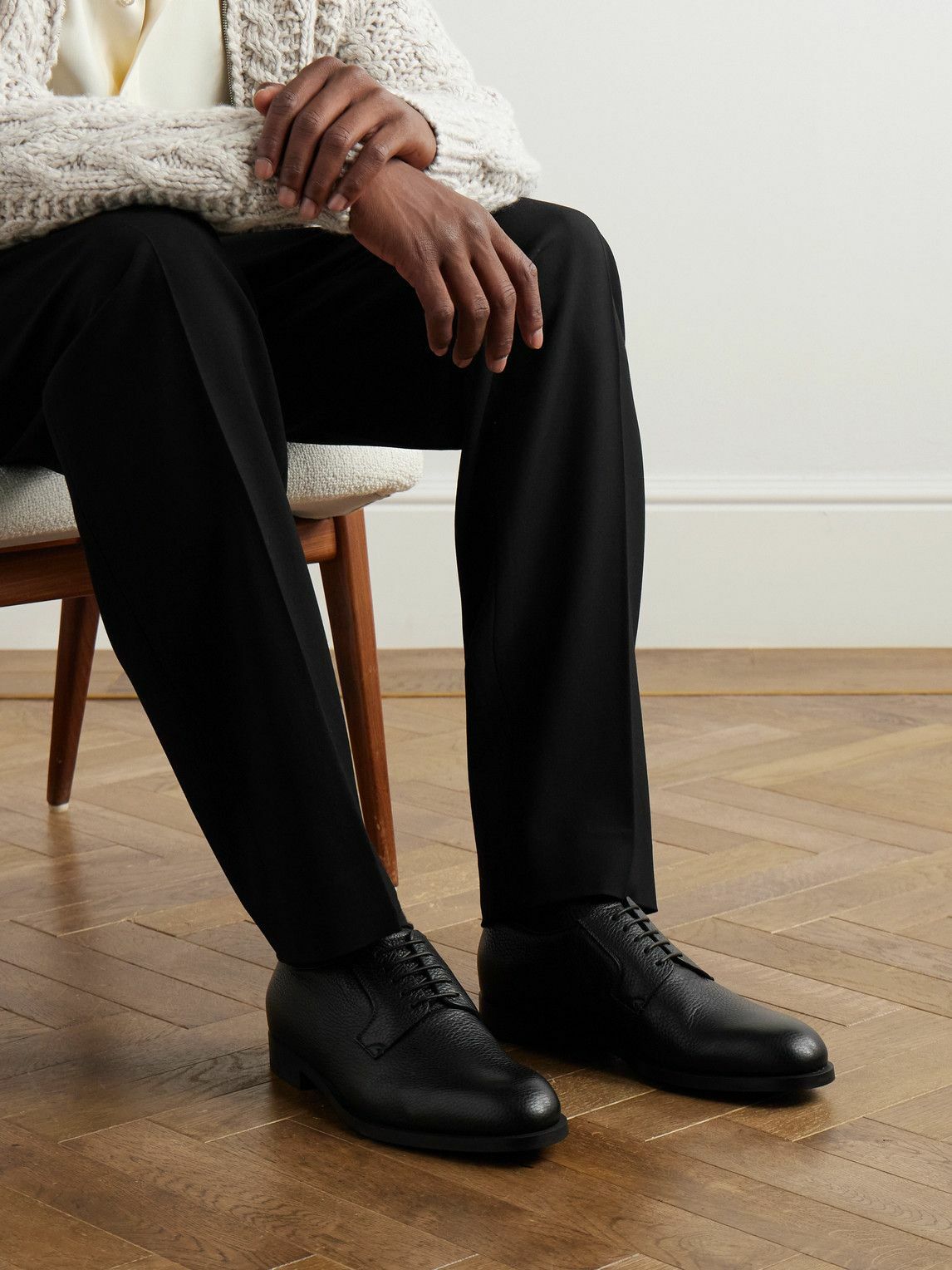 Zegna - New Classic Flex Full-Grain Leather Derby Shoes - Black Zegna