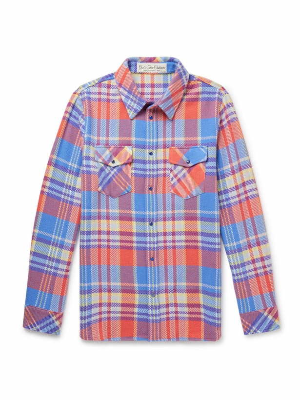 Photo: God's True Cashmere - Creator Checked Cashmere Shirt - Red