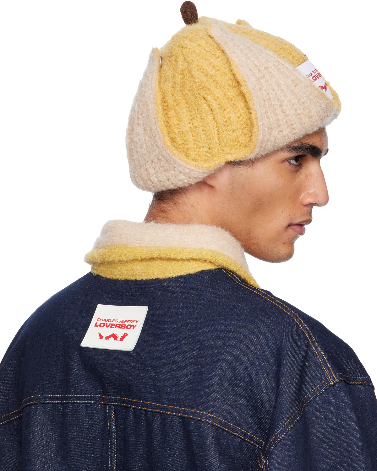 Charles Jeffrey LOVERBOY Yellow Mohair Chunky Banana Beanie