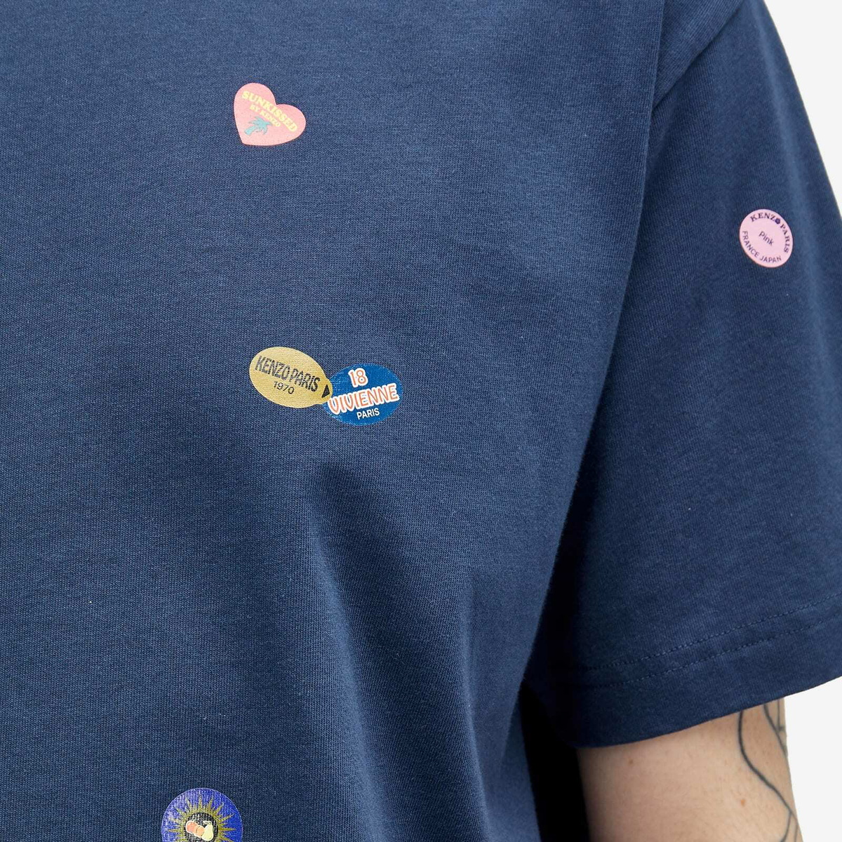 Kenzo Men's Fruit Stickers T-Shirt in Midnight Blue Kenzo