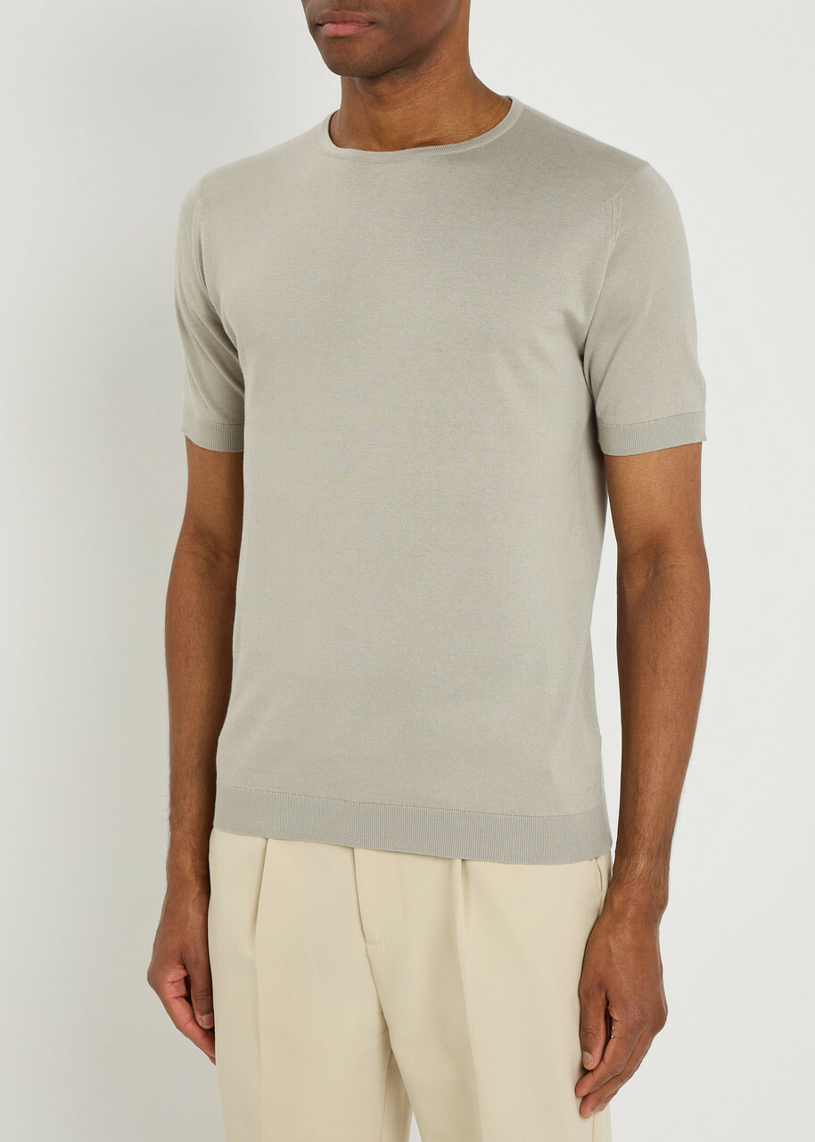 John Smedley Belden Fine-knit Cotton T-shirt Beige