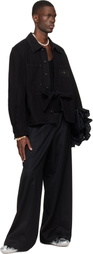 Simone Rocha Black Wide Leg Belt Loop Tab Trousers