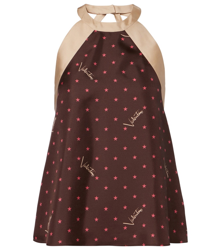 Photo: Valentino Printed halterneck silk twill top