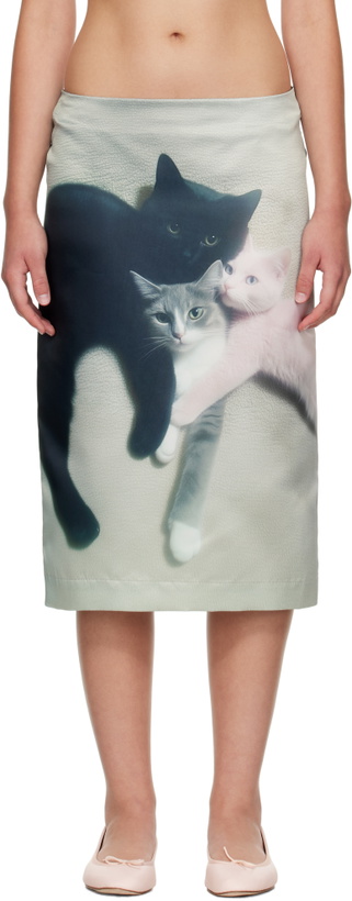 Photo: Ashley Williams Gray & Black Kittens Midi Skirt