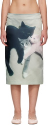 Ashley Williams Gray & Black Kittens Midi Skirt