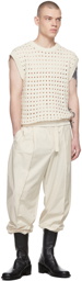 AMOMENTO Off-White Belted Tuck Trousers