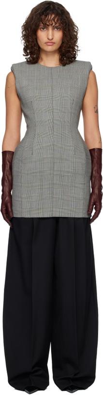 Photo: Mugler Gray Checked Stockman Mini Dress