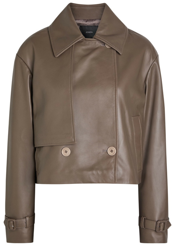 Photo: Joseph Blaise Cropped Leather Jacket Brown Light