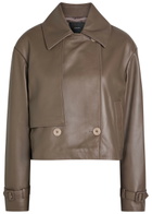 Joseph Blaise Cropped Leather Jacket Brown Light