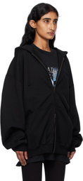 VETEMENTS Black Logo Oversized Zip-Up Hoodie