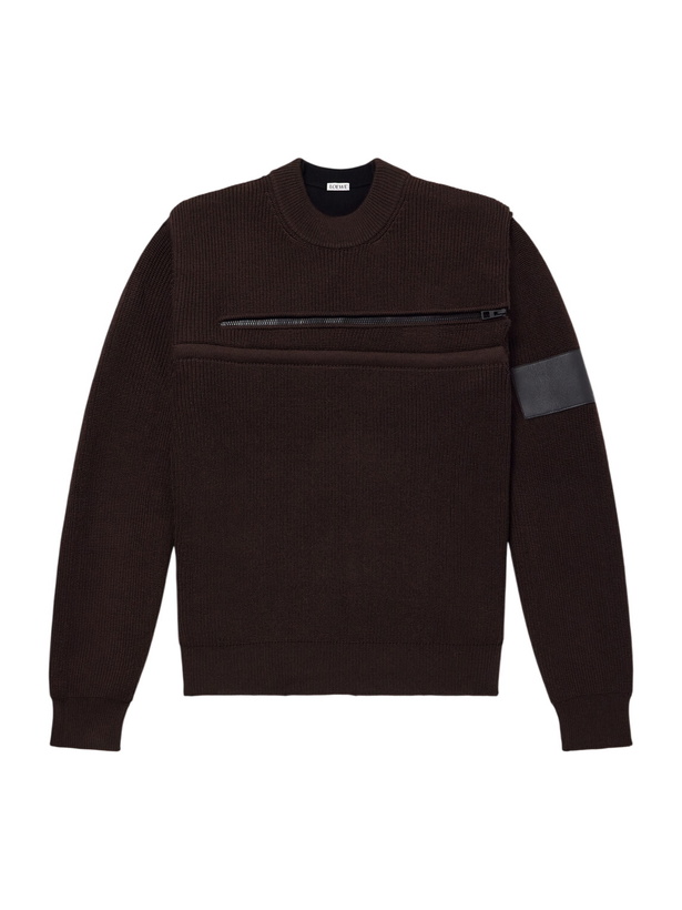 Photo: LOEWE - Panelled Zippered Wool-Blend Sweater - Brown