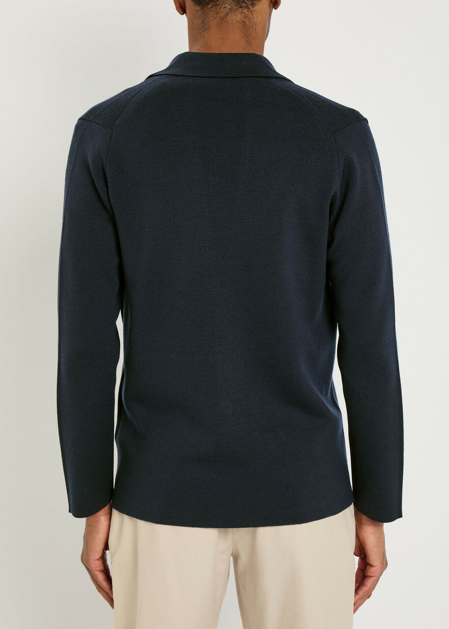 John Smedley Autry Merino Wool Cardigan Navy