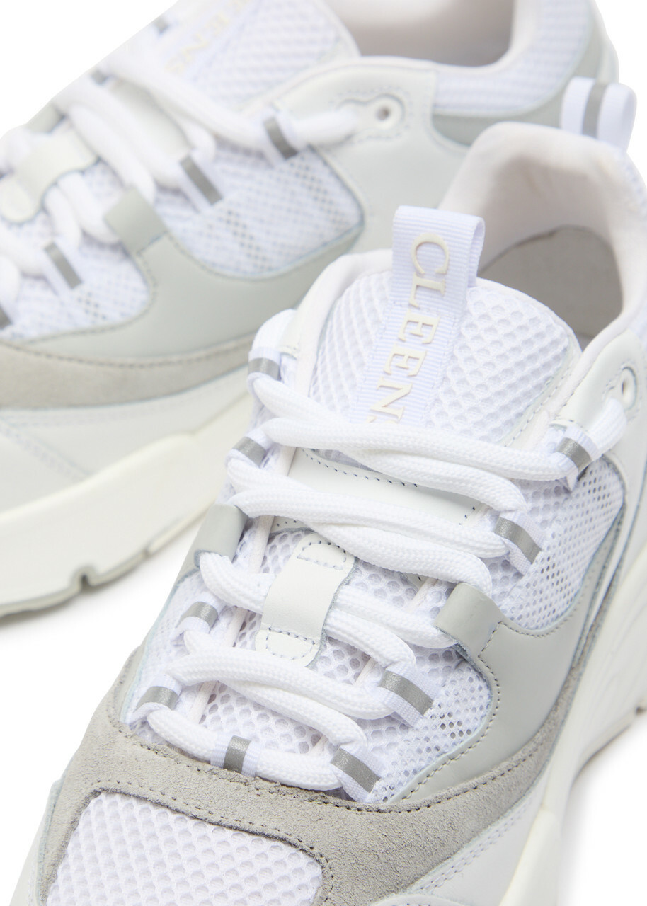 Cleens Aero Runner Panelled Mesh Sneakers White