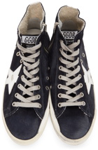 Golden Goose Navy & White Suede Francy Classic High-Top Sneakers