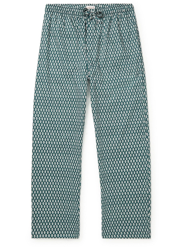 Photo: Derek Rose - Nelson Printed Cotton-Poplin Pyjama Trousers - Green