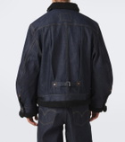 Sacai Leather-trimmed denim jacket
