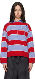Charles Jeffrey LOVERBOY Red & Blue Slash Stripe Sweater