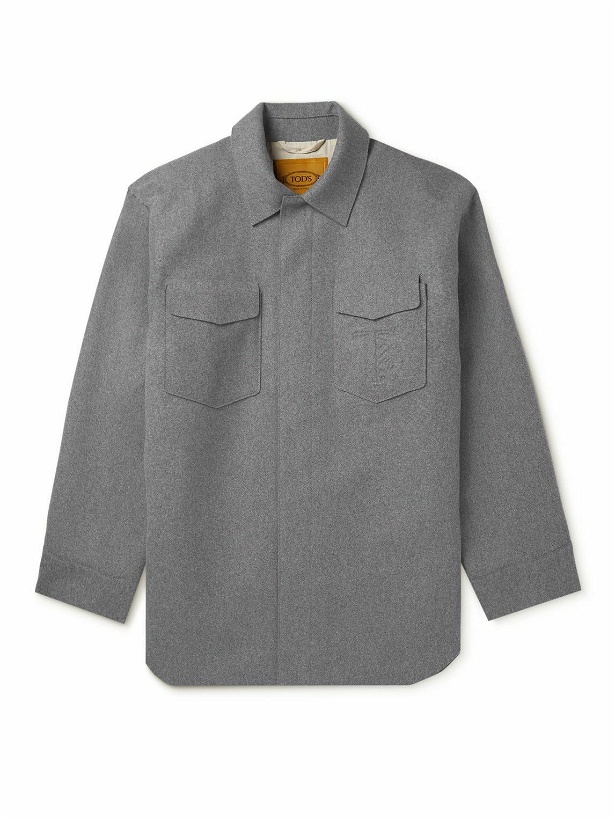 Photo: Tod's - Logo-Embossed Wool-Felt Overshirt - Gray