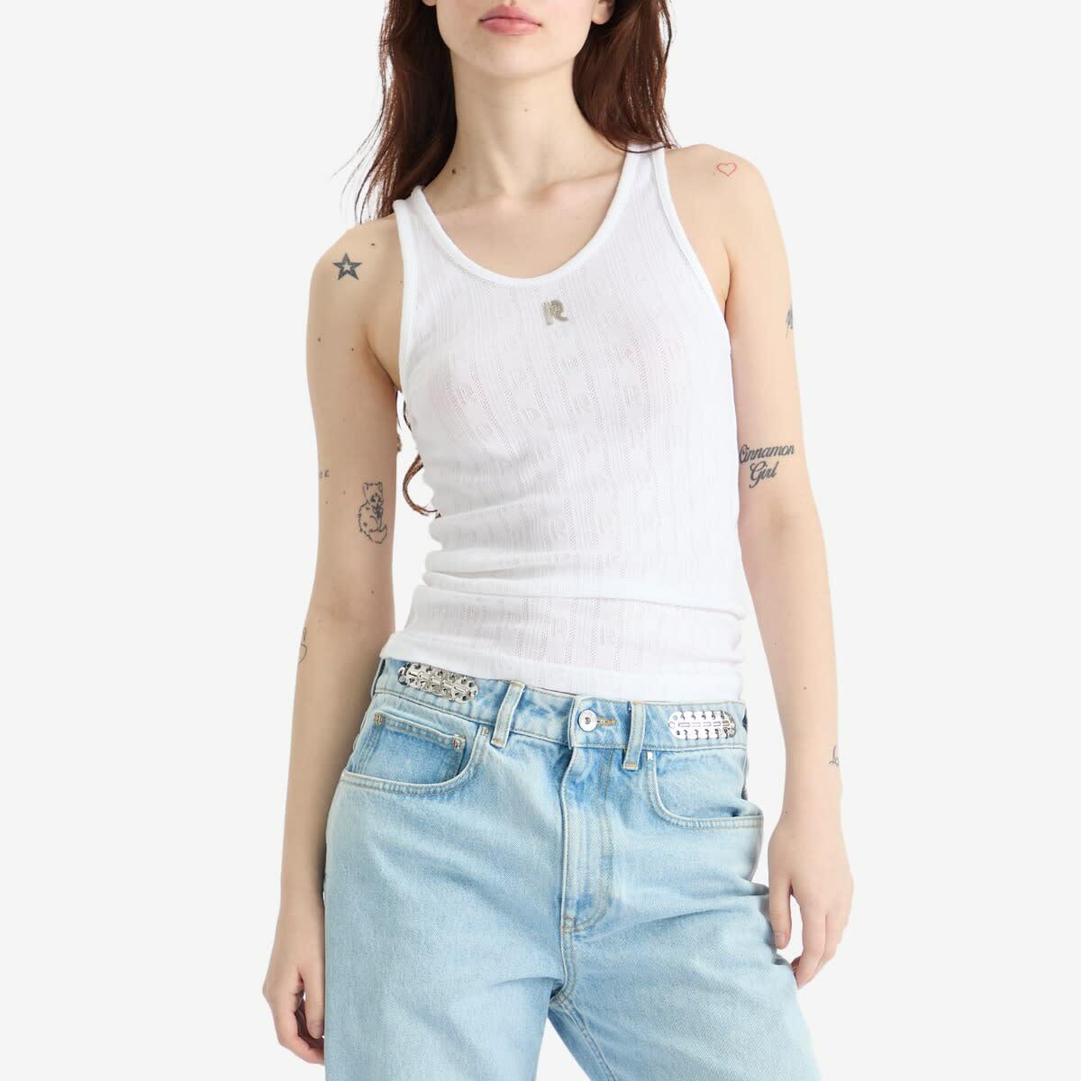 Paco Rabanne Women's Logo Ribbed Vest in White