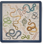 William & Son - Reversible Leather Snakes and Ladders and Ludo Board - Blue
