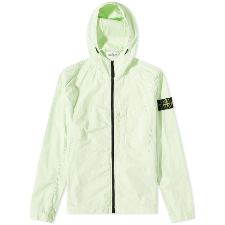 Photo: Stone Island Men's Supima Cotton Twill Stretch Hooded Jacket in Light Green