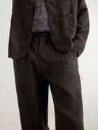 Oliver Spencer - Coney Straight-Leg Pleated Linen Suit Trousers - Brown