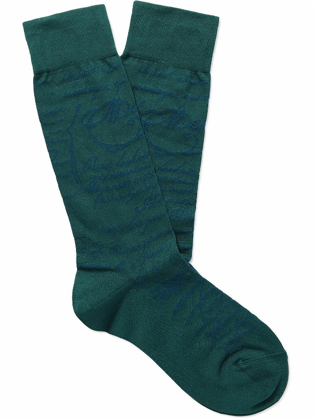Photo: Berluti - Cotton-Blend Jacquard Socks - Blue