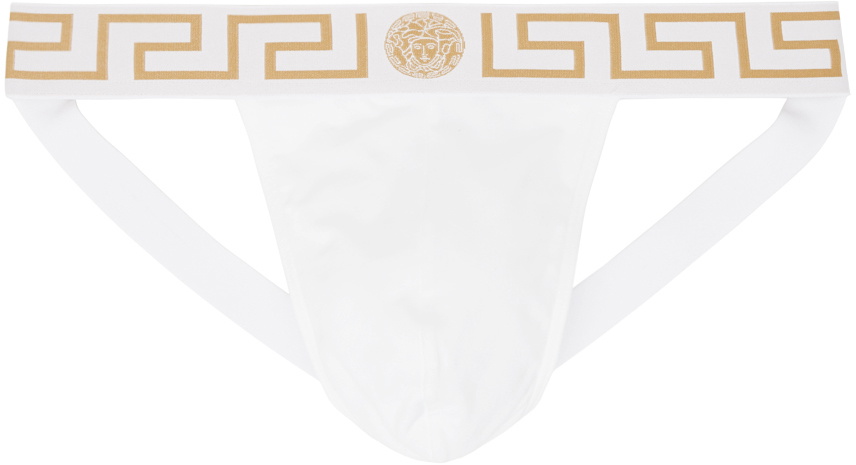 Versace Underwear White Greca Border Jockstraps Versace Underwear
