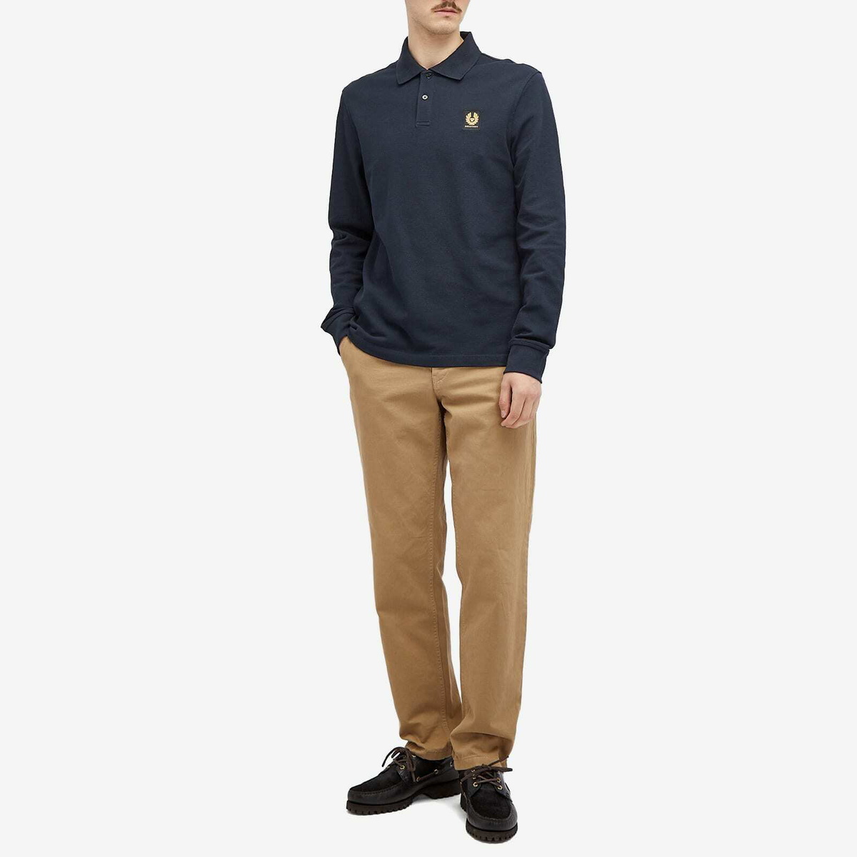 Belstaff Men's Long Sleeved Polo in Blue