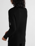C.P. Company - Slim-Fit Logo-Appliquéd Ribbed Wool-Blend Sweater - Black