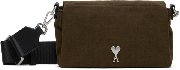Photo: AMI Paris Khaki Canvas Ami de Coeur Lunch Box Bag