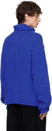 ADER error Blue Rolled Edge Cardigan
