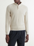 FEDELI - Kyoto Ribbed Cashmere Polo Shirt - Neutrals