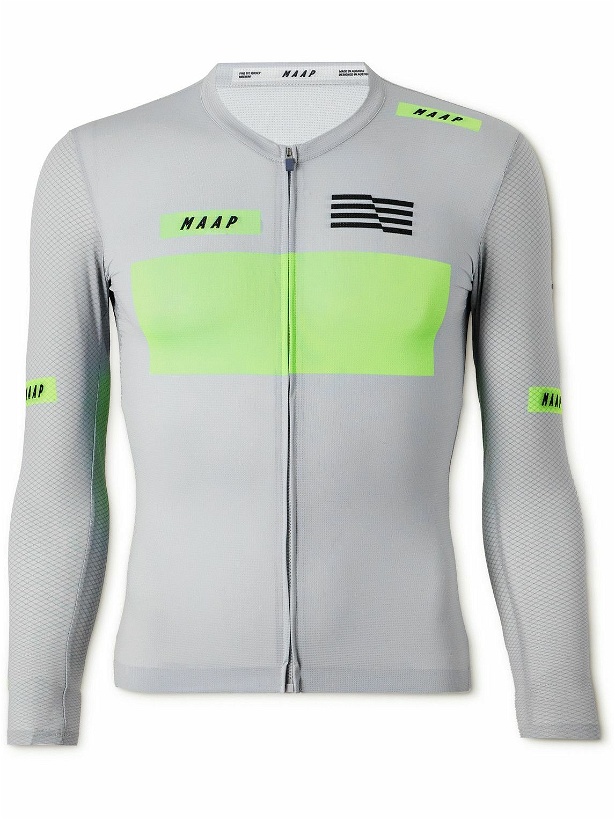 Photo: MAAP - System Pro Air Logo-Print Stretch Recycled-Mesh Cycling Jersey - Gray