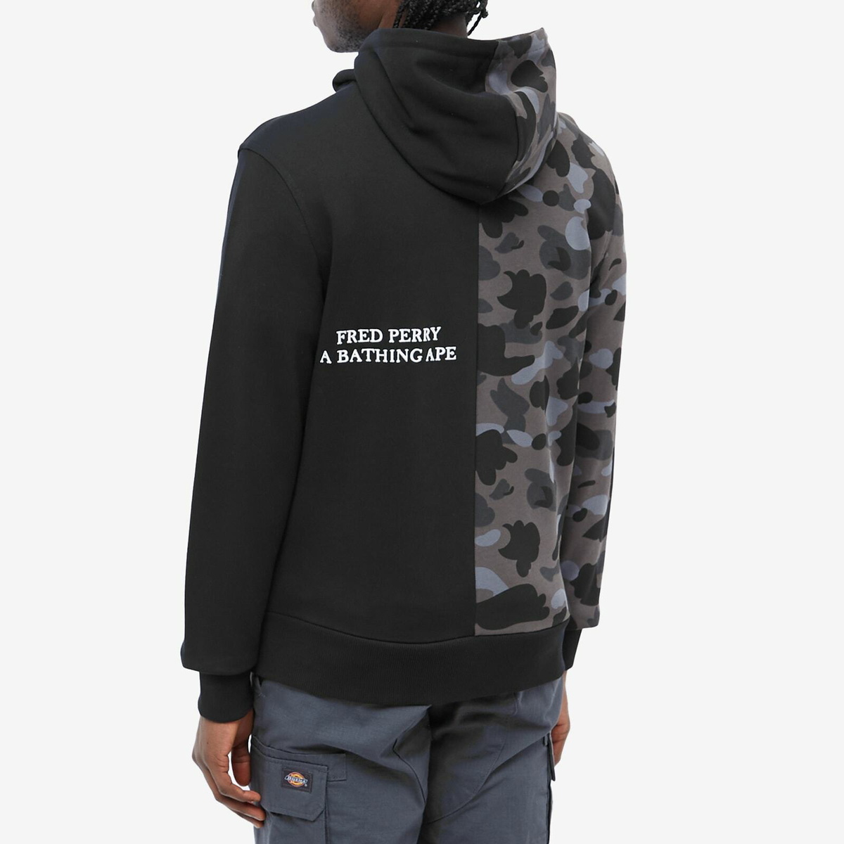Fred Perry x BAPE Split Camo Zip Through Hoody in Black Fred Perry