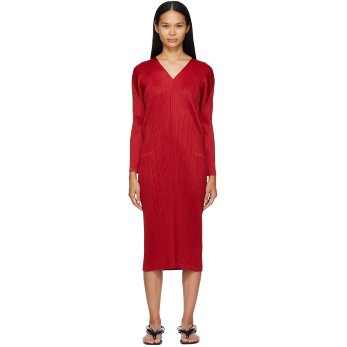 Pleats Please Issey Miyake Red Monthly Colors November Dress