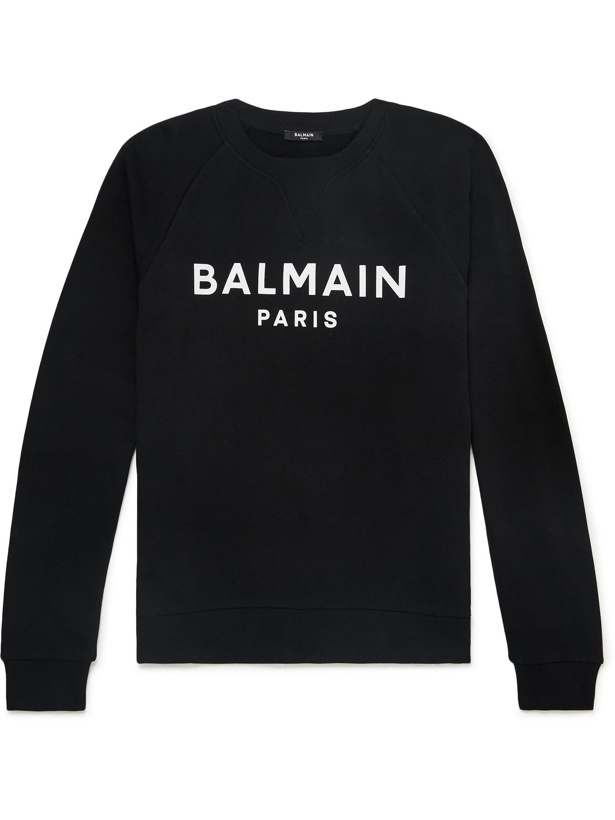 Photo: BALMAIN - Logo-Print Cotton-Jersey Sweatshirt - Black