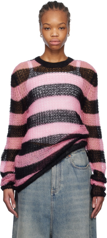 Photo: We11done Pink & Black Striped Knit Sweater