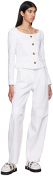 J KOO White Pocket Trousers